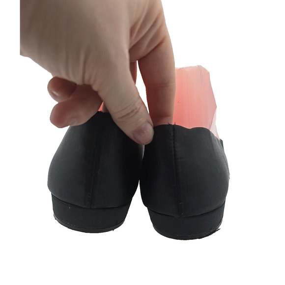 J. Crew BL562 Black Satin Bow Pointed Toe Slip On Ballet Flats Womans Size 9 - Picture 3 of 7